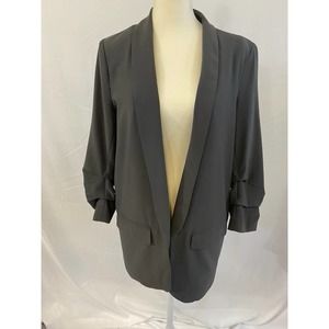 DR2 BY DANIEL RAINN, Gray Ruched 3/4 Sleeve Blazer, Gently Used, Size S.
